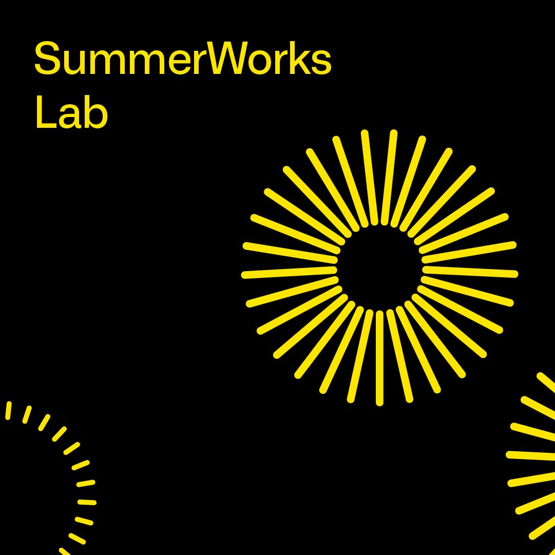 Yellow text on a black background, reads 'SummerWorks Lab'